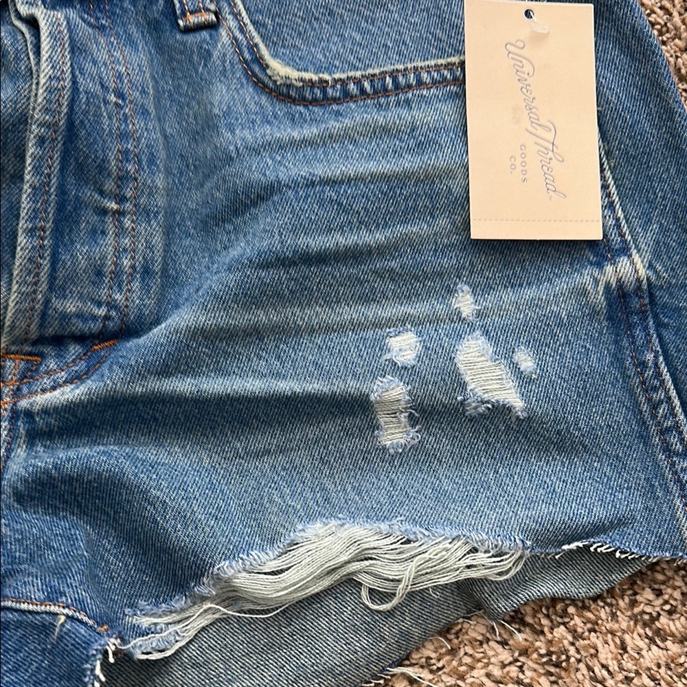 Women's High Rise Cutoff Mini Jean Shorts - Picture 4 of 6